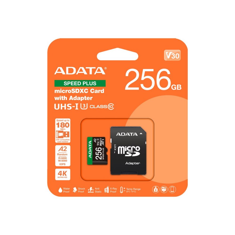 ADATA ADATA SPEED PLUS - flash-minneskort - 256 GB - SDXC UHS-I