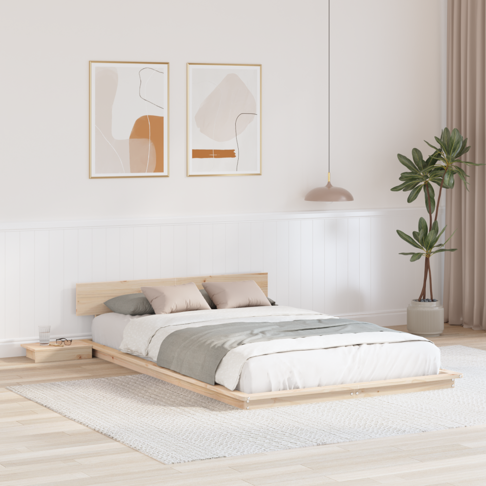 vidaXL Sängram Brun 135 x 190 cm trä