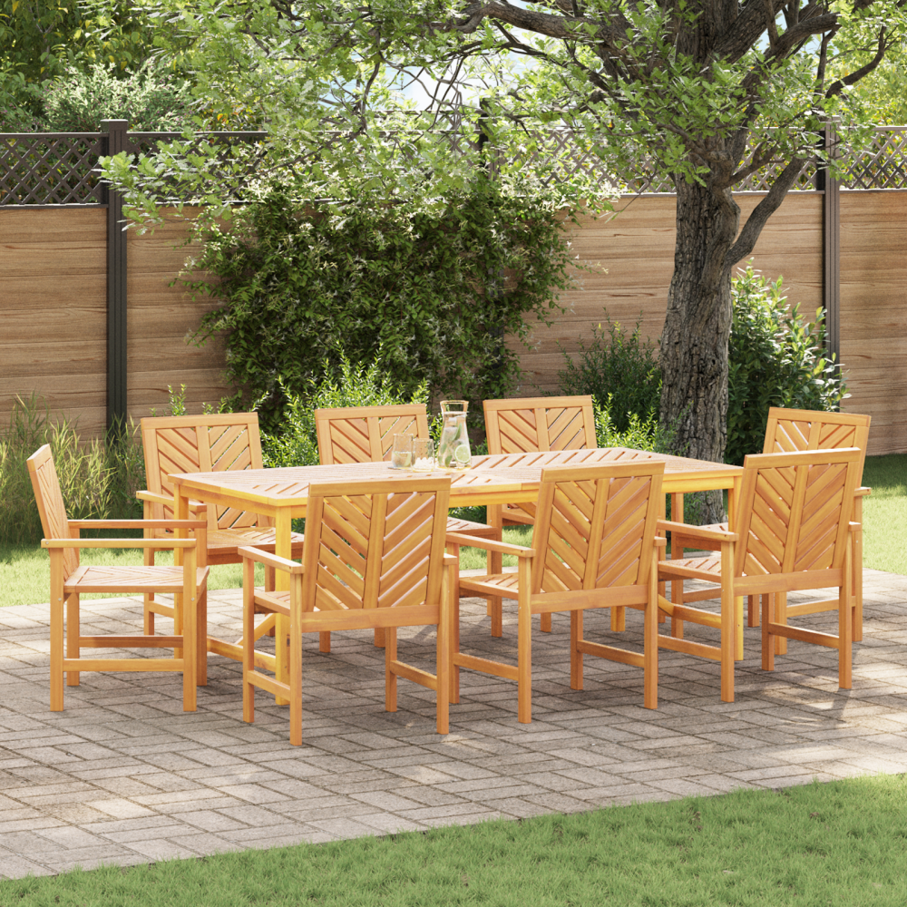 vidaXL Trädgårdsmöbelset 8 pcs Brun Standard Solid akaciaträ