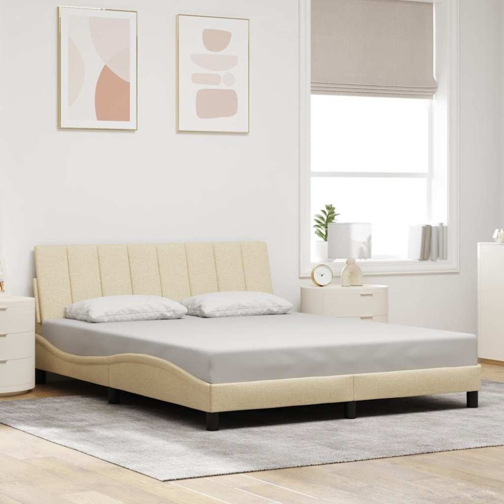 vidaXL Bed Frame without Mattress "Hanko" Cream 160x200cm Fabric