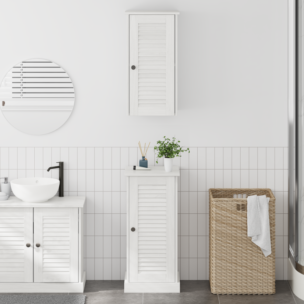 vidaXL Badrumsmöbelset med hylla med lagring med dörr 2 pcs antikvit 37 x 34 x 80 cm