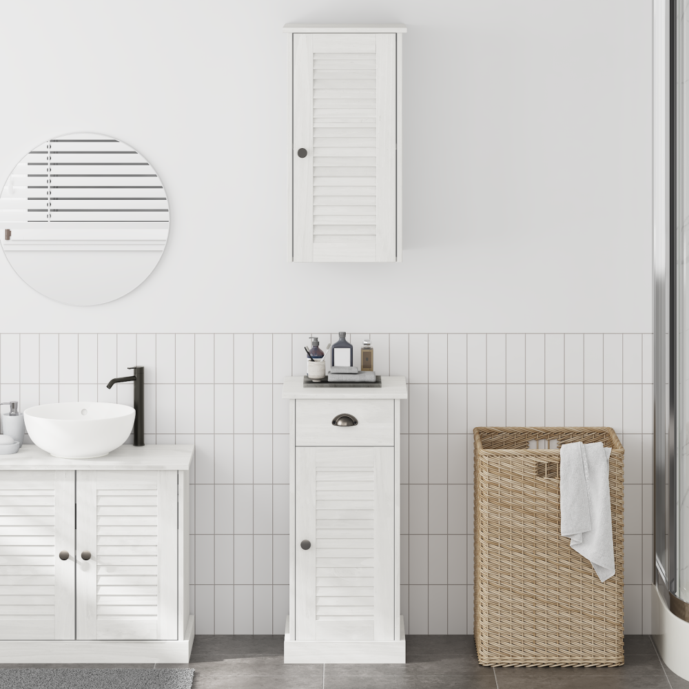 vidaXL Badrumsmöbelset med låda med hylla med dörr 2 pcs Brun och vit 37 x 34 x 80 cm