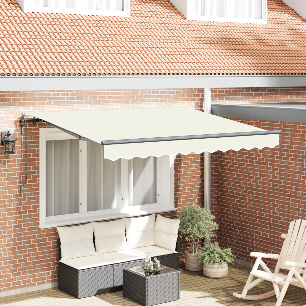 vidaXL Utfällbar markis Kräm 300 x 200 cm tyg