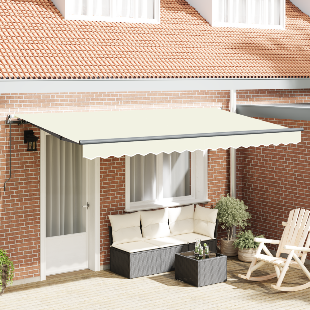 vidaXL Utfällbar markis Kräm 350 x 200 cm Polyester och aluminium