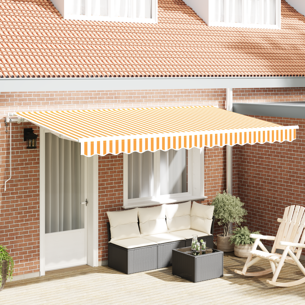 vidaXL Utfällbar markis Gul och Vit 350x200 cm 350 x 200 cm 3,5 x 2 m
