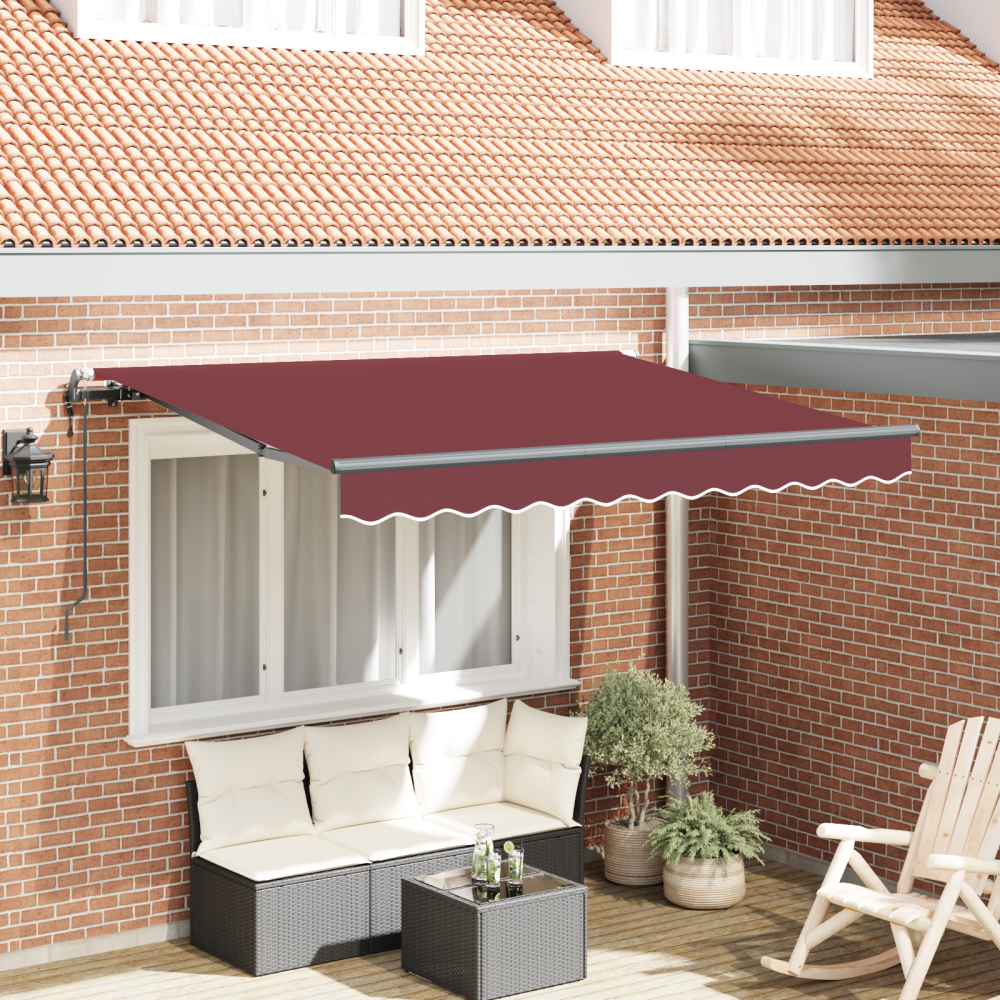 vidaXL Utfällbar markis Burgundy röd och Antracit