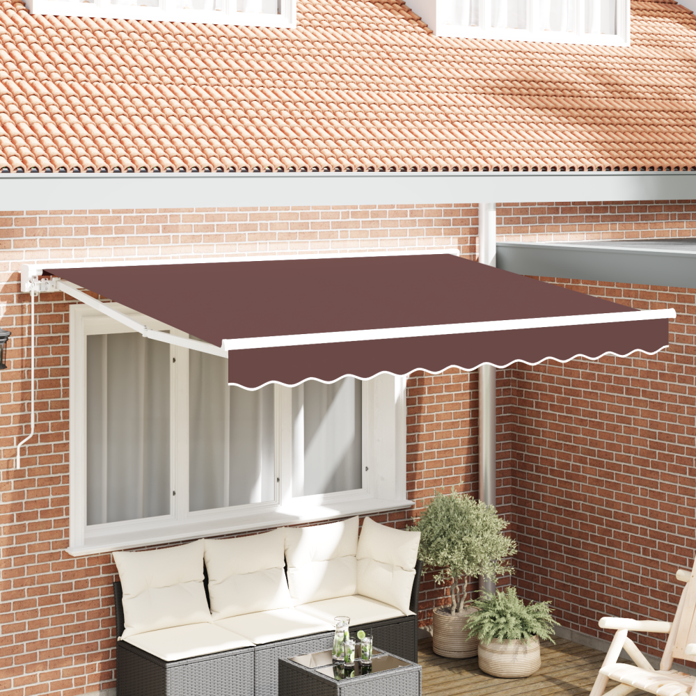 vidaXL Utfällbar markis Brun 350x200 cm tyg