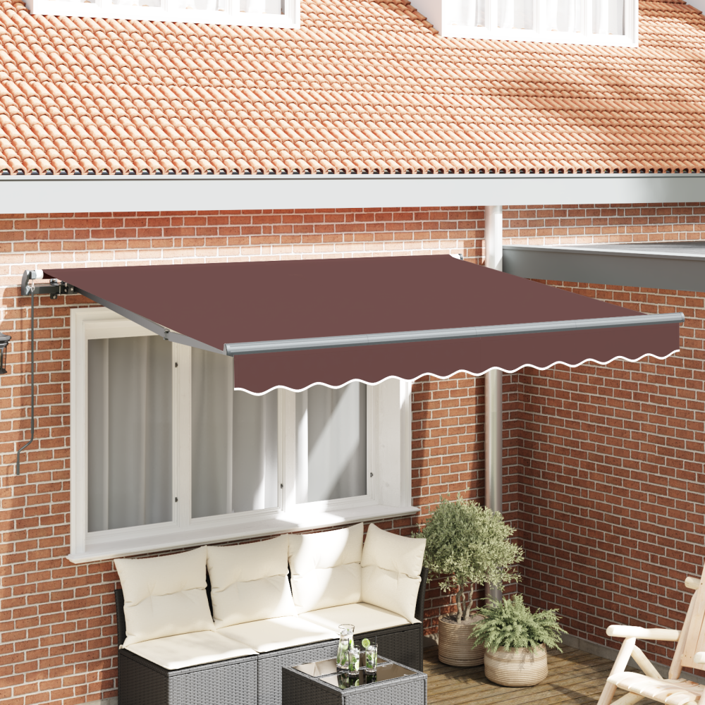 vidaXL Utfällbar markis Brun 350 x 200 cm Polyester och aluminium