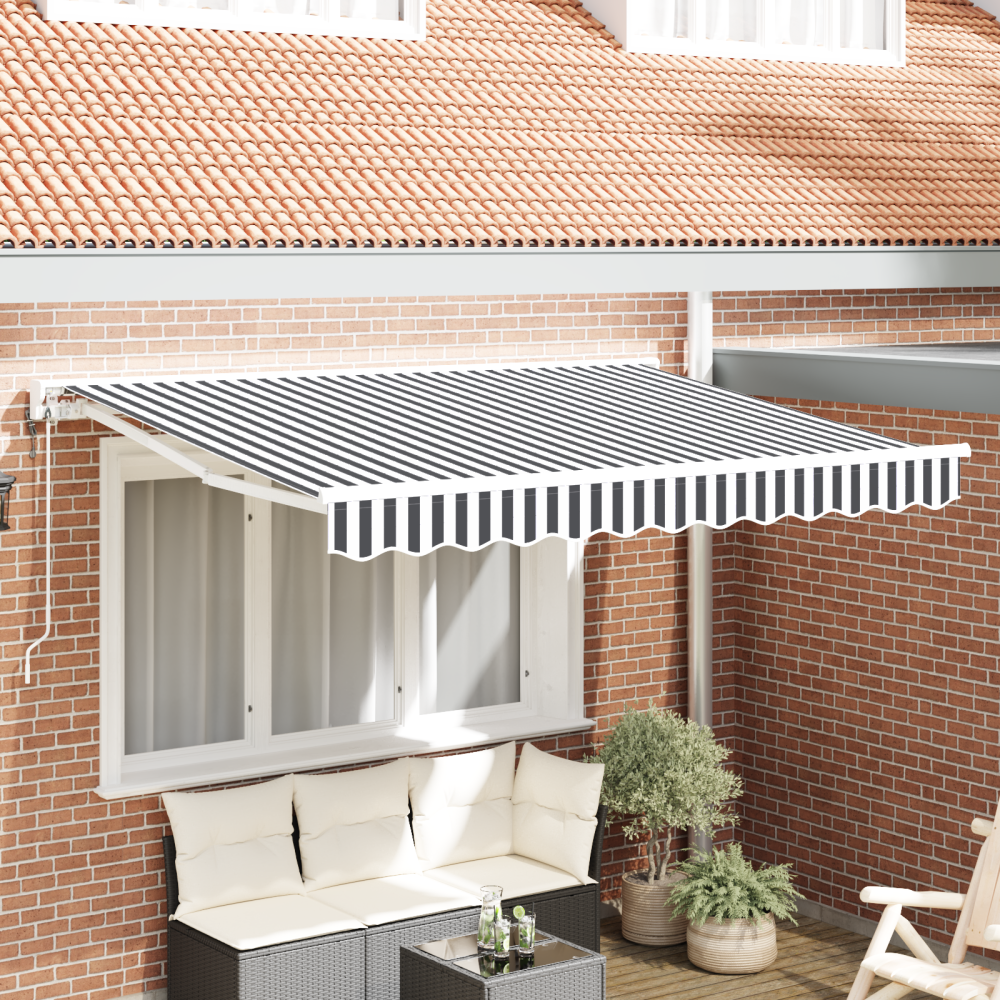vidaXL Utfällbar markis Antracit och vitt 350x200 cm tyg