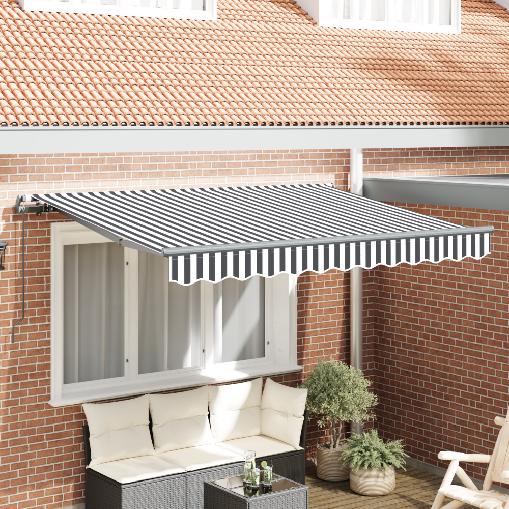 vidaXL Utfällbar markis Antracit och vitt 350 x 200 cm
