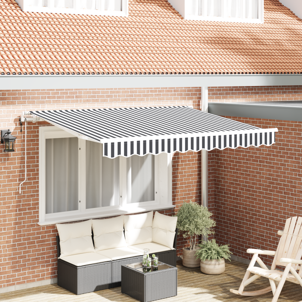 vidaXL Utfällbar markis Antracit och vitt 350 x 200 cm
