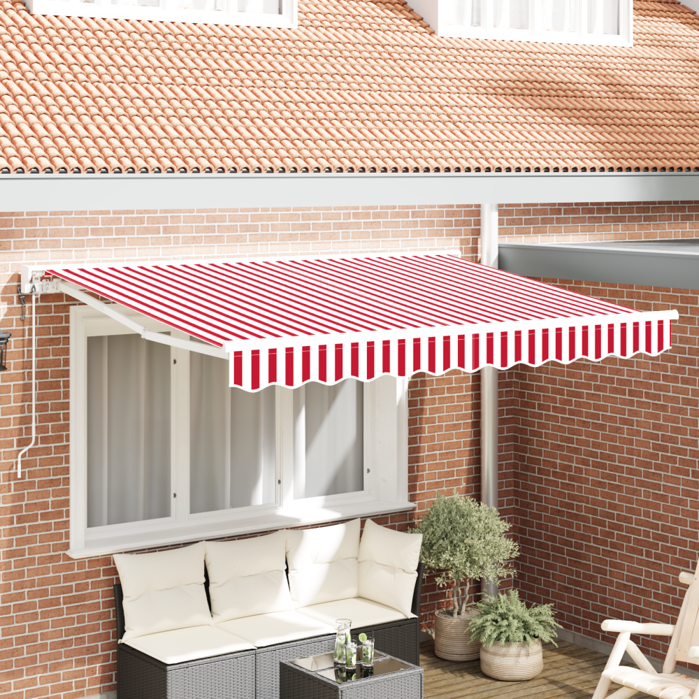vidaXL Utfällbar markis Röd och Vit 350x200 cm tyg