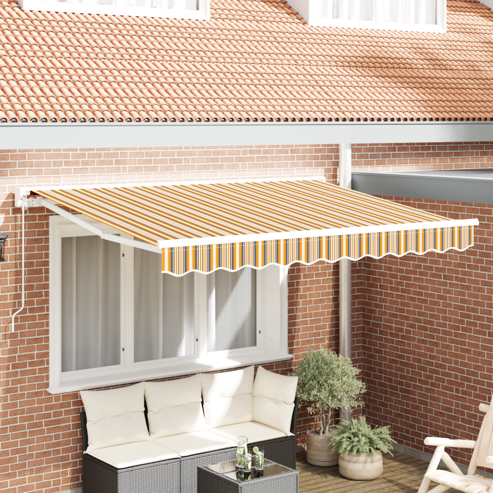 vidaXL Utfällbar markis Flerfärgad rand 350x200 cm tyg