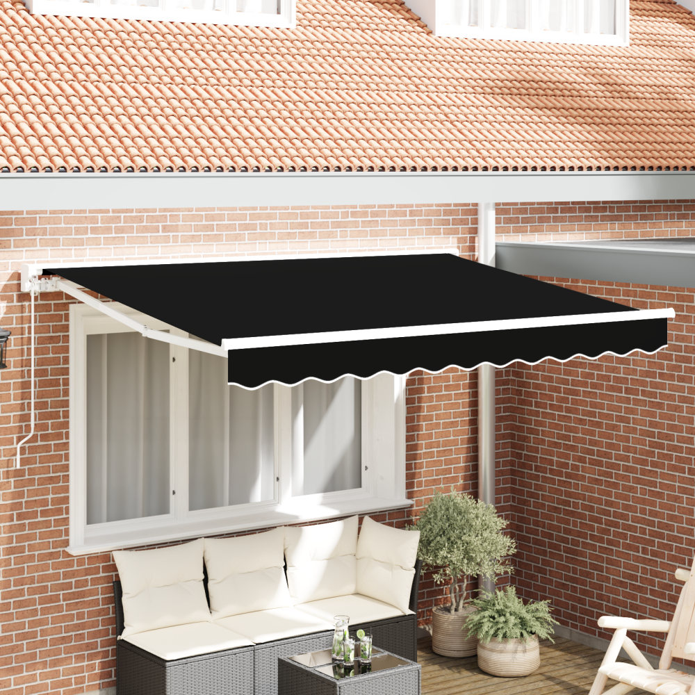 vidaXL Utfällbar markis Svart 350x200 cm tyg