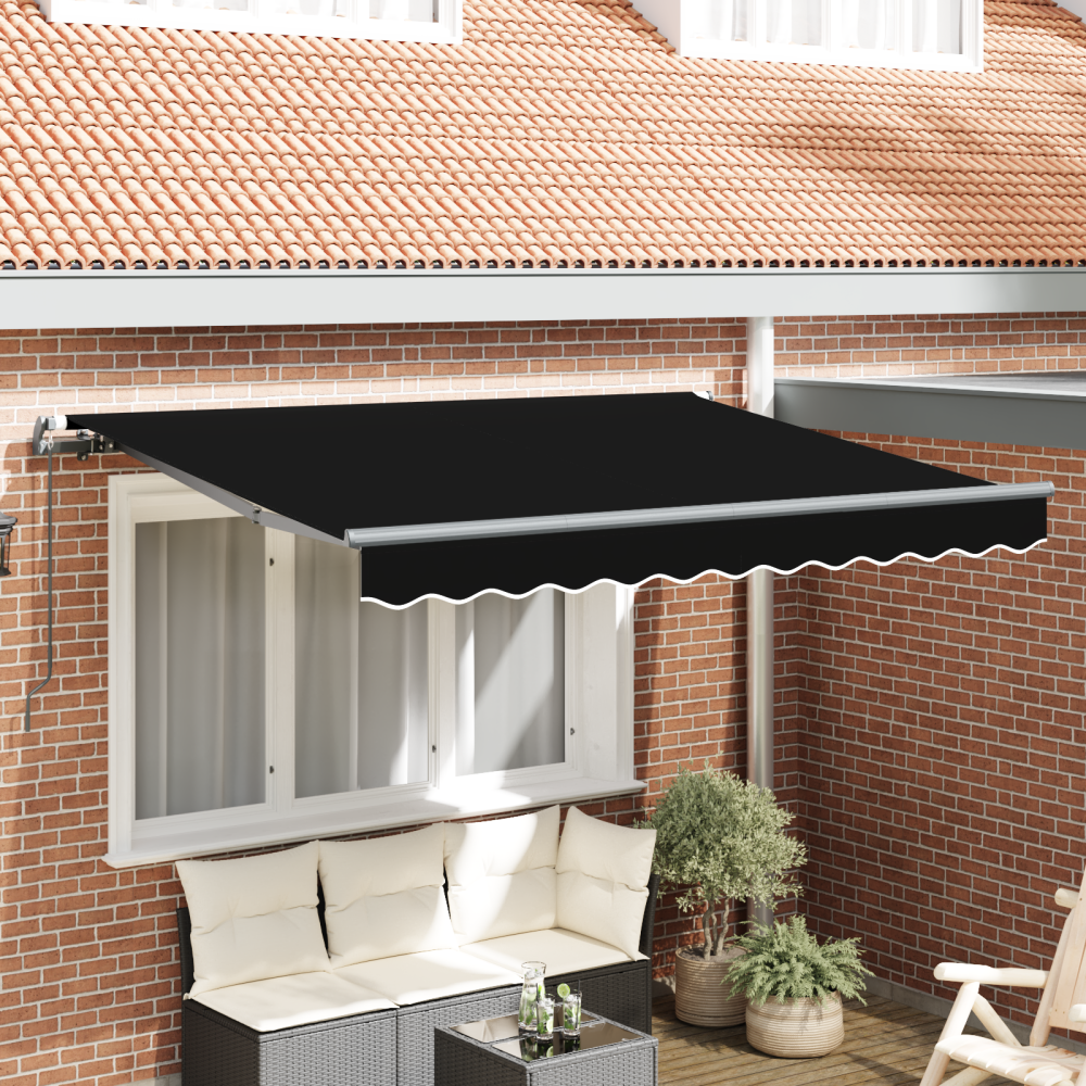 vidaXL Utfällbar markis Svart 350 x 200 cm Polyester och aluminium