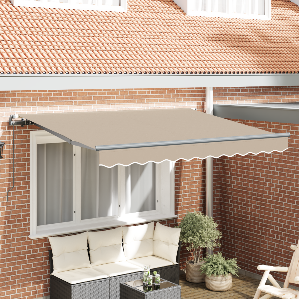 vidaXL Utfällbar markis Beige 350 x 200 cm tyg