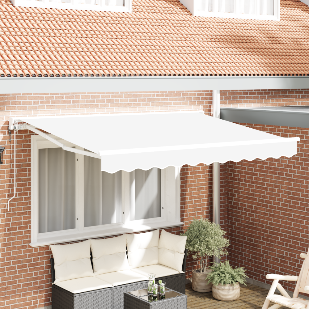 vidaXL Utfällbar markis Vit 350x200 cm Duk och Aluminium