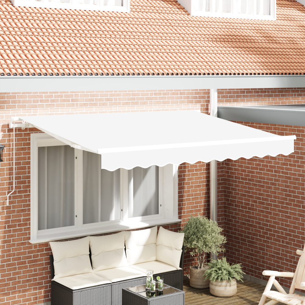 vidaXL Utfällbar markis Vit 350 x 200 cm Polyester och aluminium