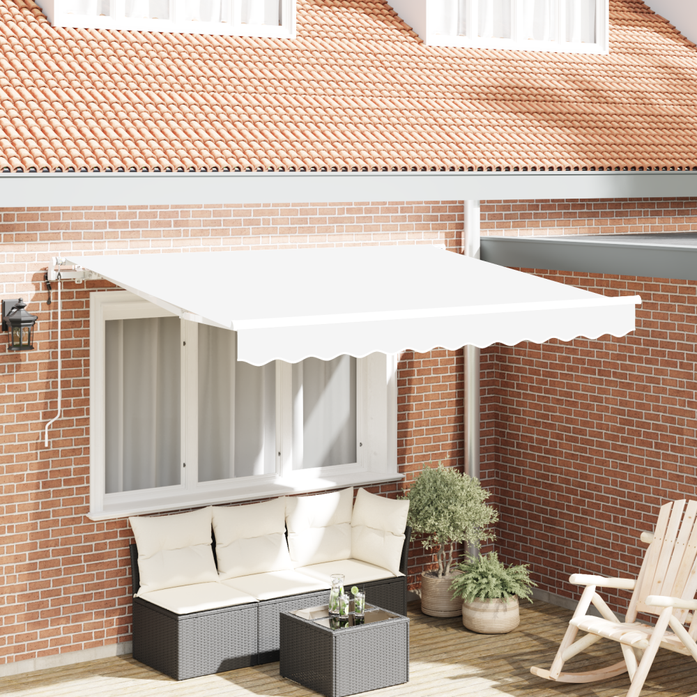 vidaXL Utfällbar markis Vit 350x200 cm 350 x 200 cm 3,5 x 2 m