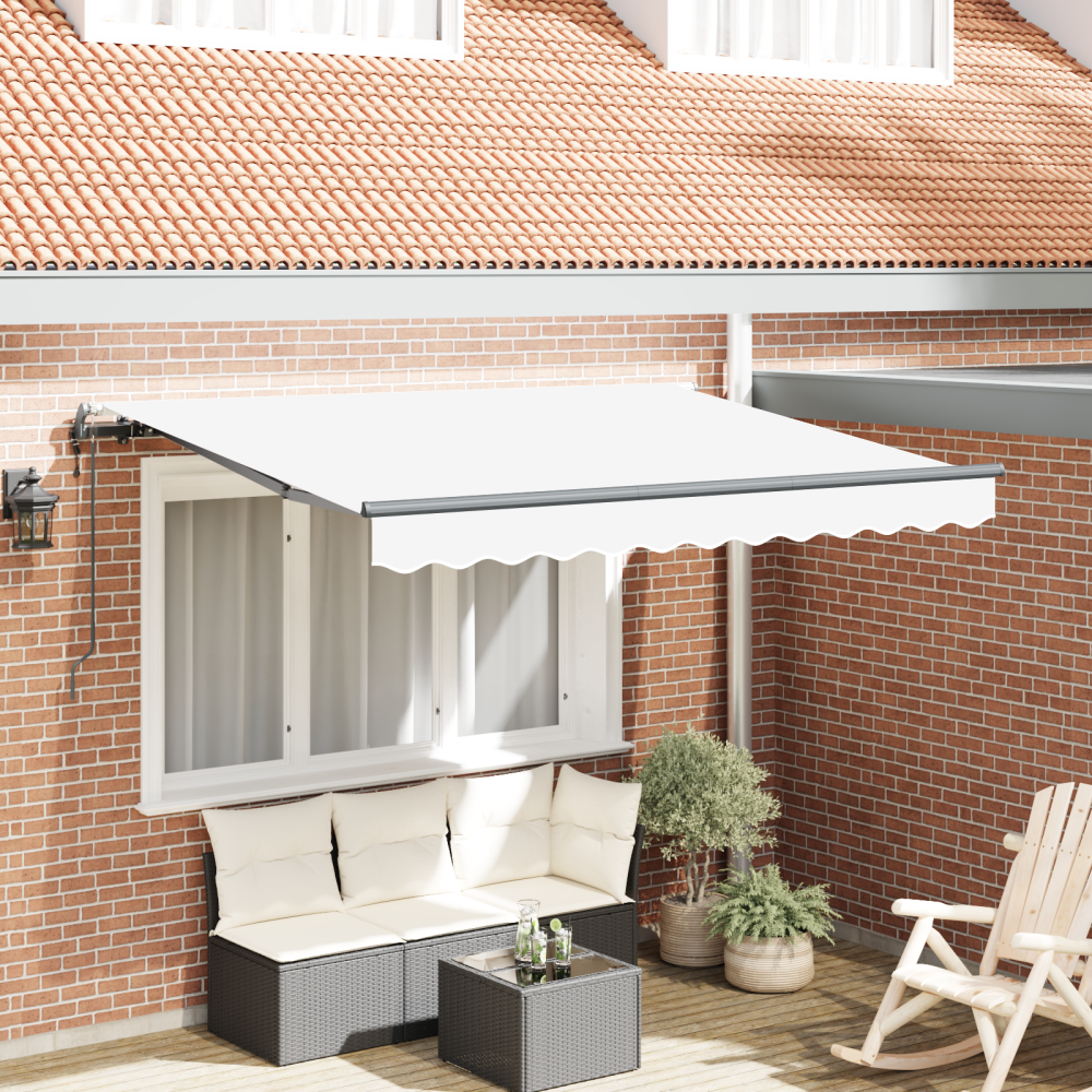 vidaXL Utfällbar markis Vit 350 x 200 cm Polyester och aluminium