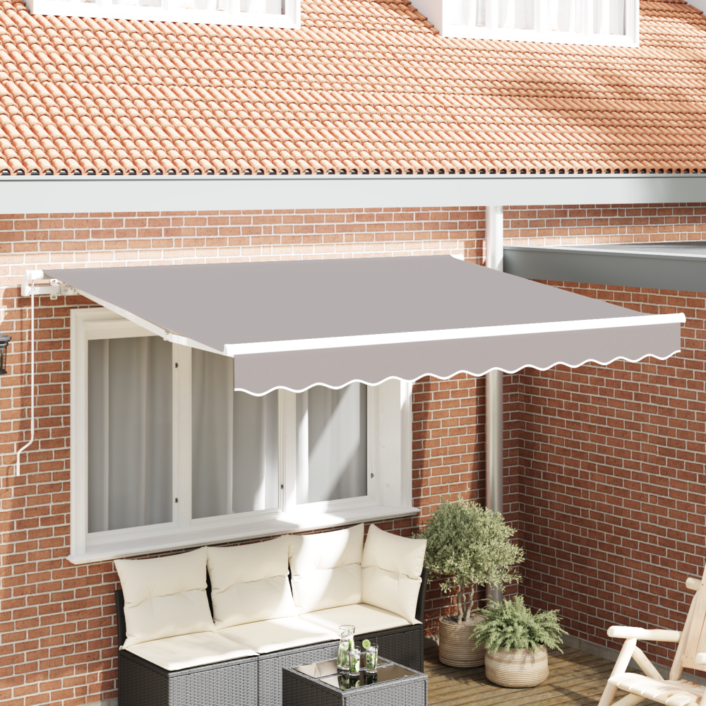 vidaXL Utfällbar markis Ljusgrå 350 x 200 cm Polyester och aluminium