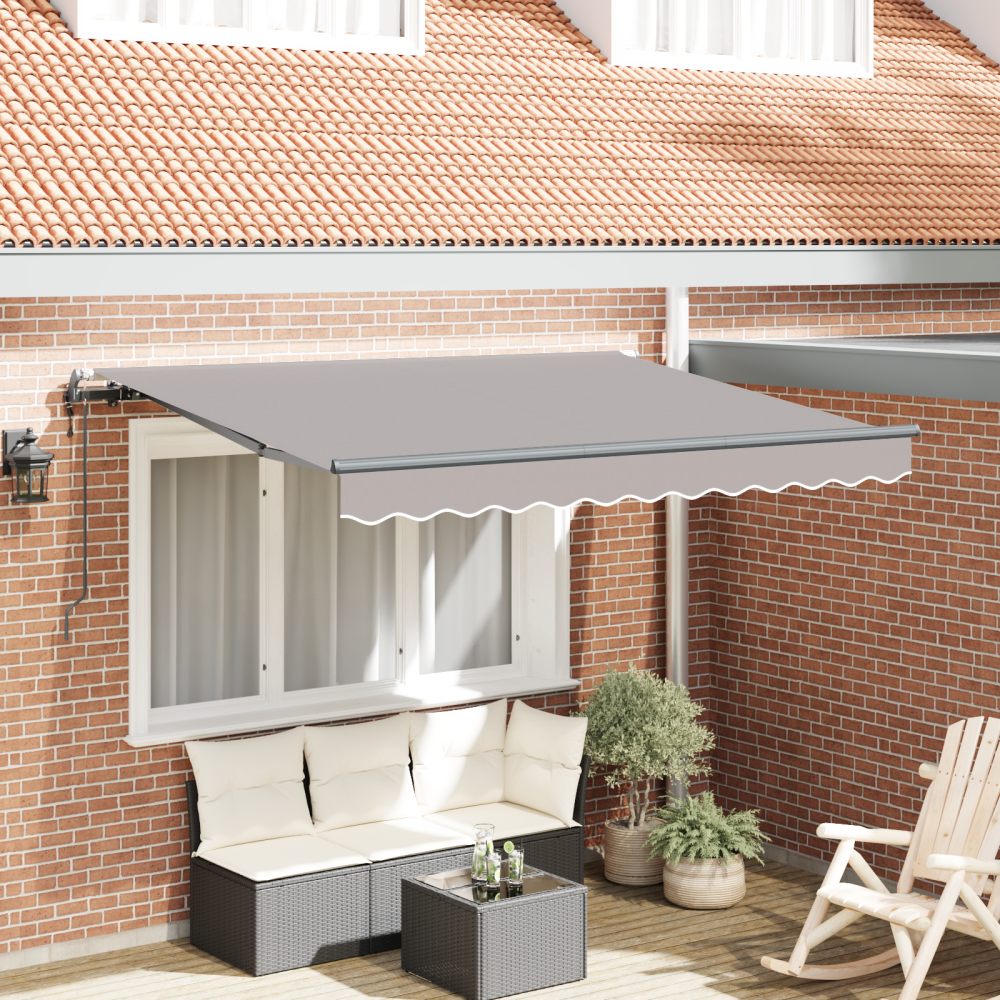 vidaXL Utfällbar markis Ljusgrå 350 x 200 cm Polyester och aluminium