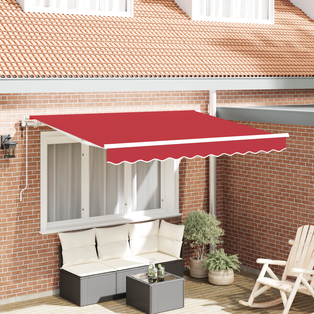vidaXL Utfällbar markis Röd och Vit 350x200 cm 350 x 200 cm 3,5 x 2 m