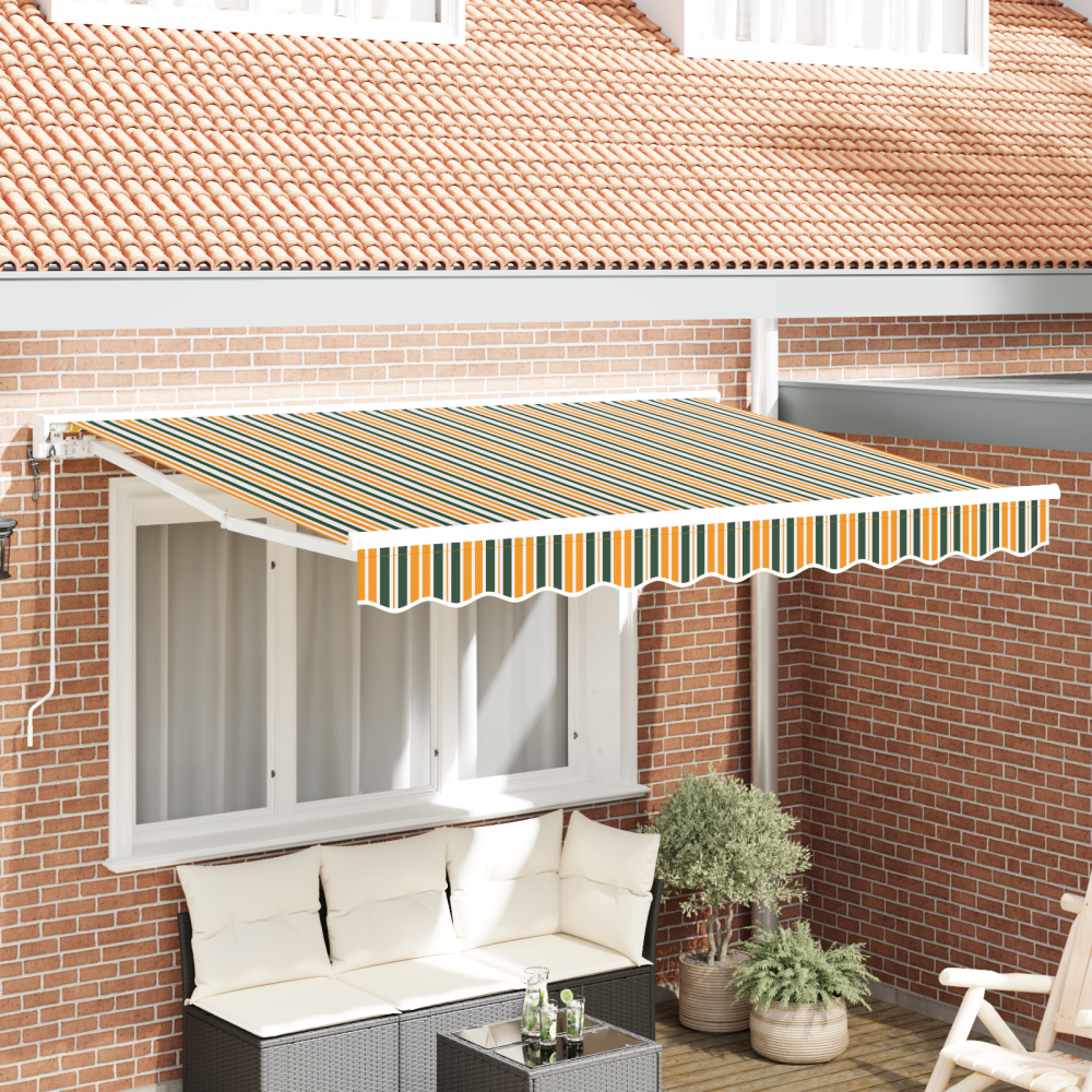vidaXL Utfällbar markis Grön och Gul 350x200 cm Tyg