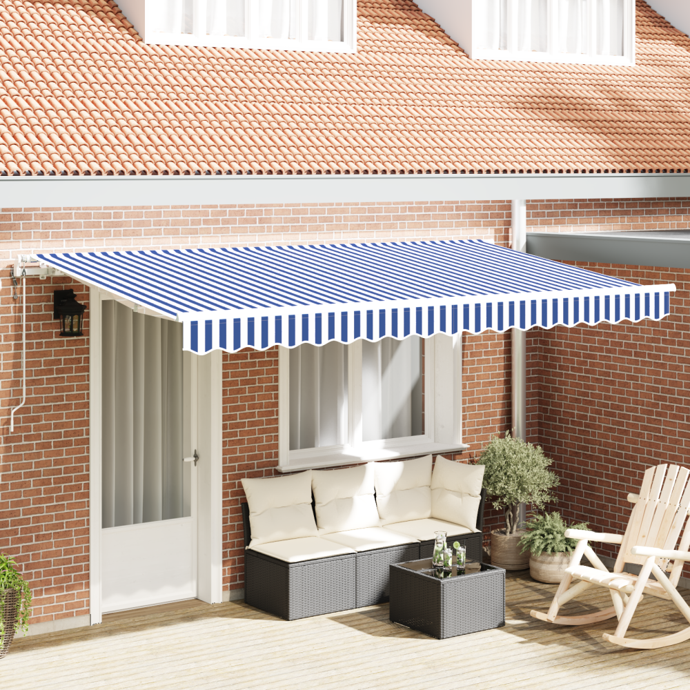 vidaXL Utfällbar markis Blå och Vit 400x200 cm 400 x 200 cm 4 x 2 m
