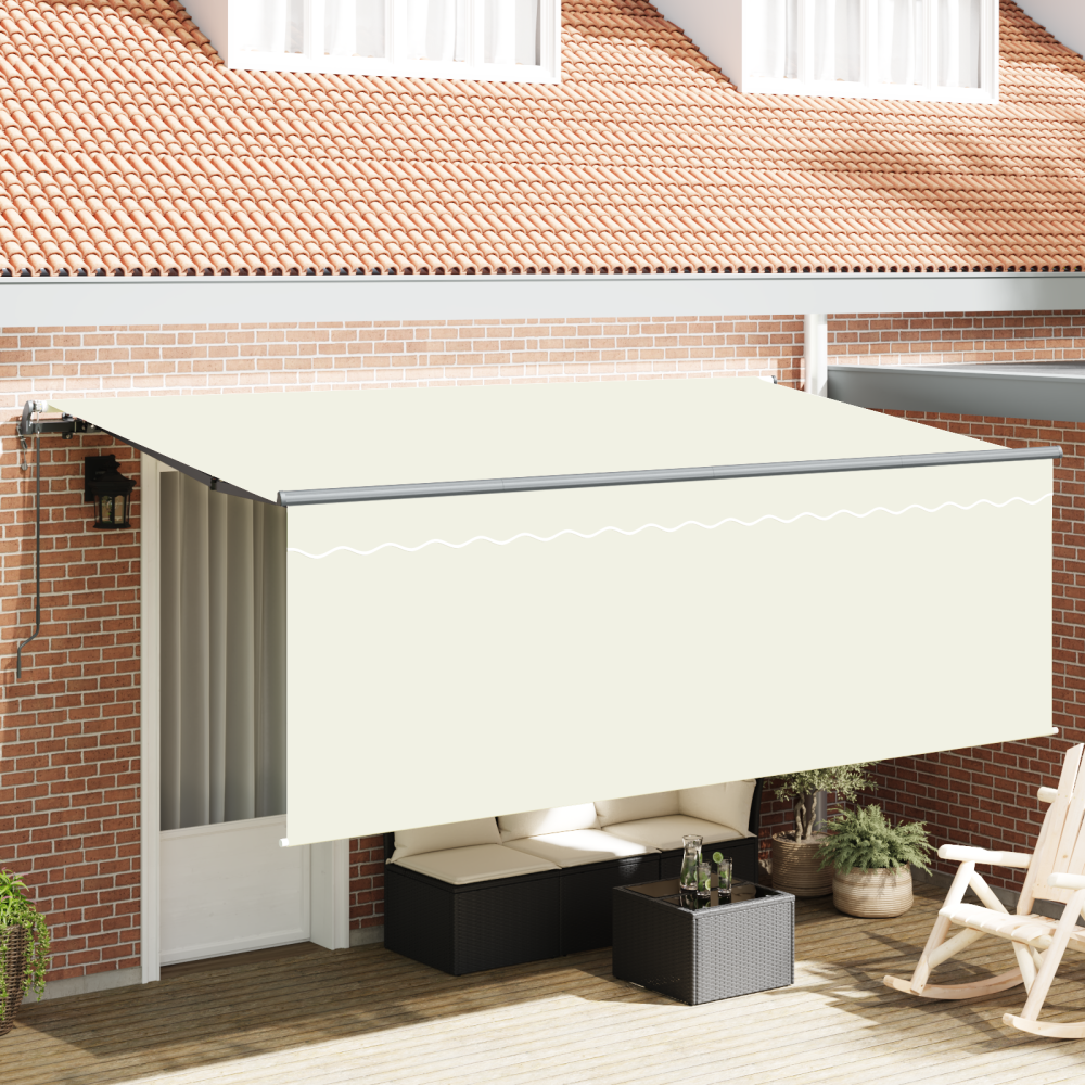 vidaXL Utfällbar markis Gräddvit Antracit Brun 400 x 200 cm
