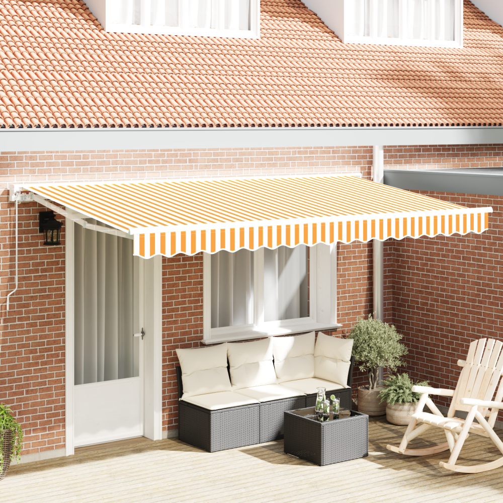 vidaXL Utfällbar markis Gul och Vit 400x200 cm