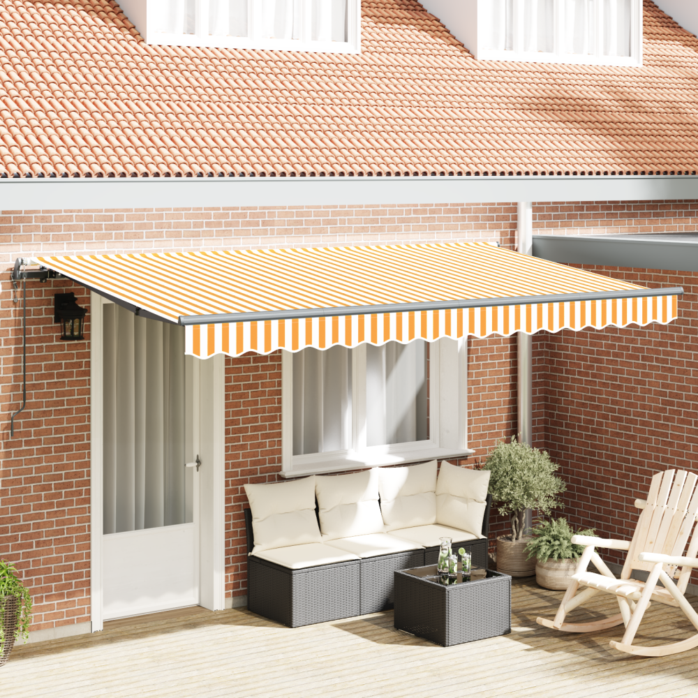 vidaXL Utfällbar markis Gul och orange och vit
