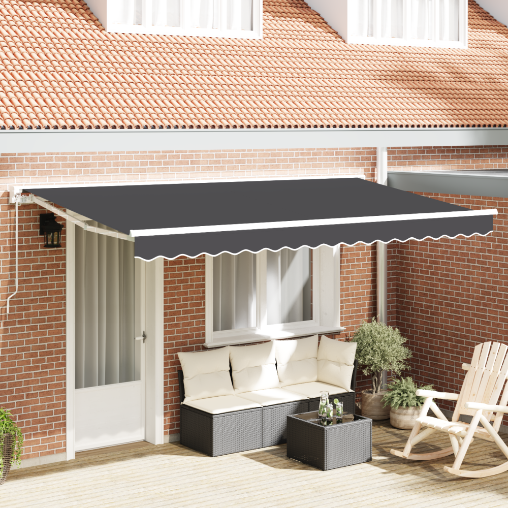 vidaXL Utfällbar markis Antracit 400x200 cm Tyg och polyester