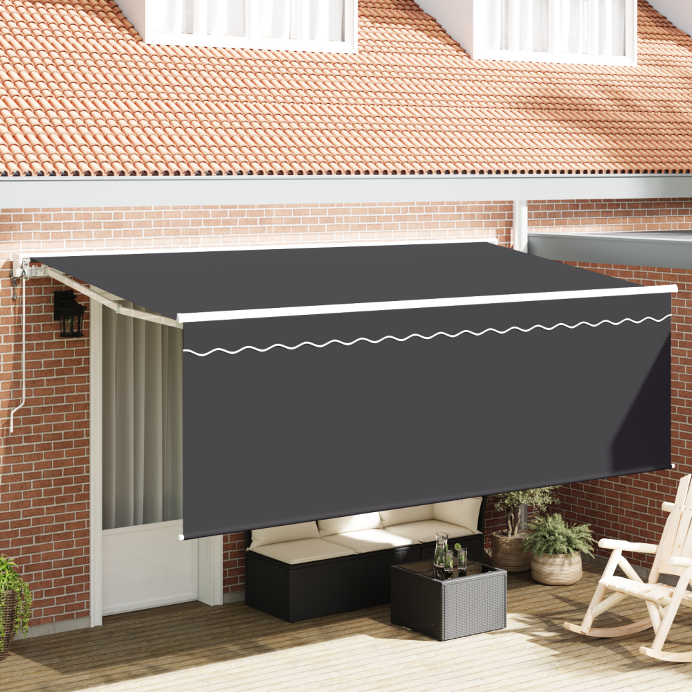 vidaXL Utfällbar markis Antracit 400 x 200 cm tyg