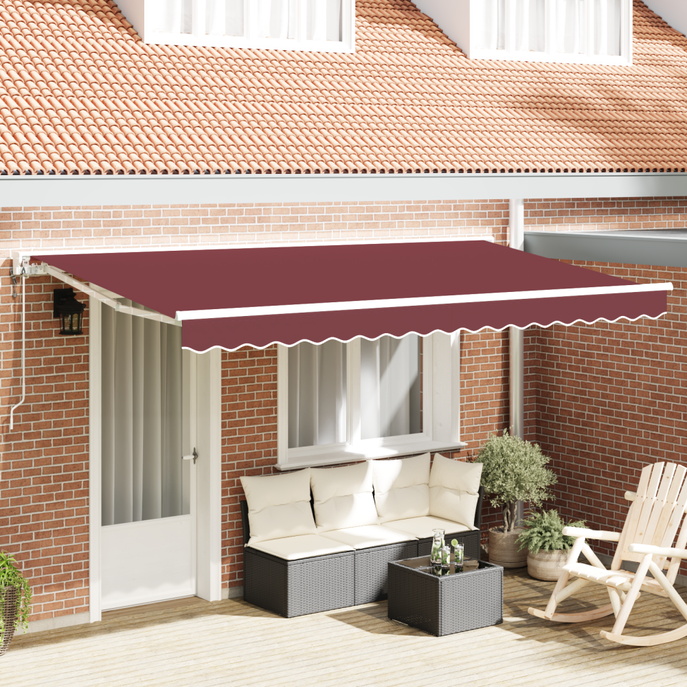 vidaXL Utfällbar markis Vinröd 400x200 cm