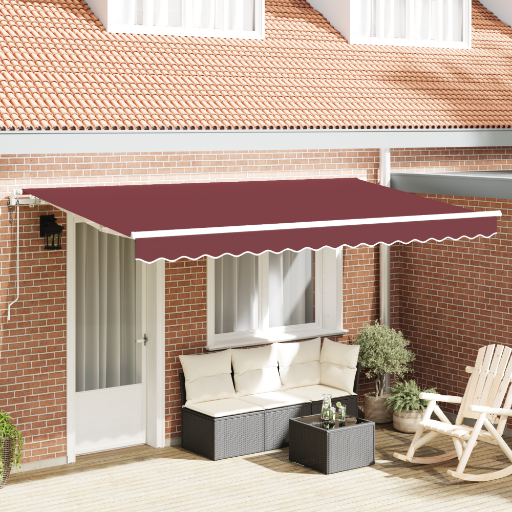vidaXL Utfällbar markis Burgundy röd och Vit