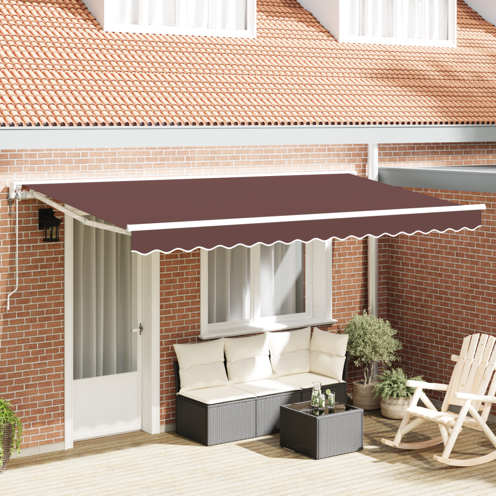 vidaXL Utfällbar markis Brun 400x200 cm