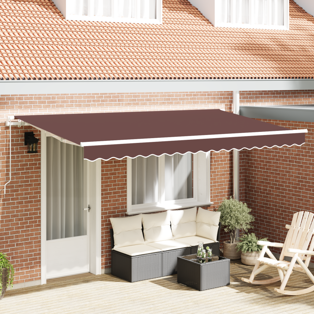 vidaXL Utfällbar markis Brun 400 x 200 cm Polyester och aluminium