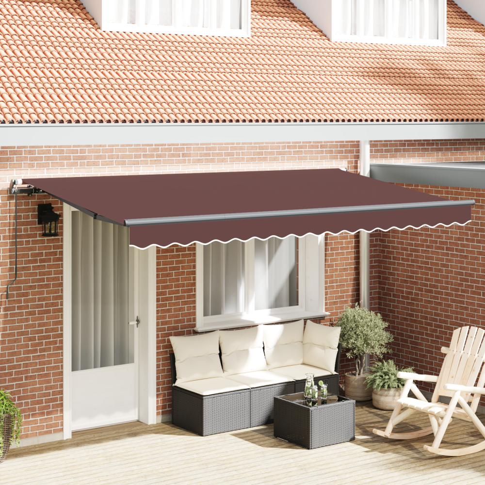 vidaXL Utfällbar markis Brun 400 x 200 cm Polyester och aluminium