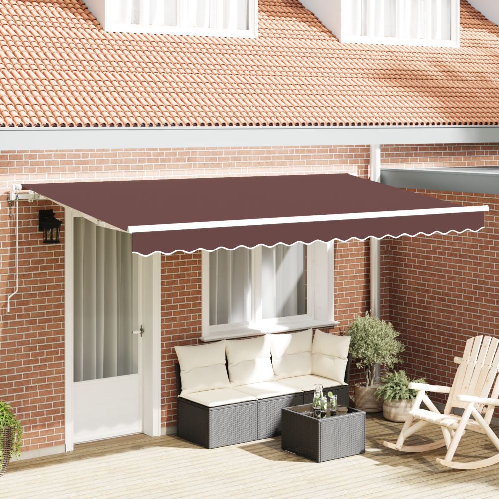 vidaXL Utfällbar markis Brun och vit 400x200 cm 400 x 200 cm 4 x 2 m