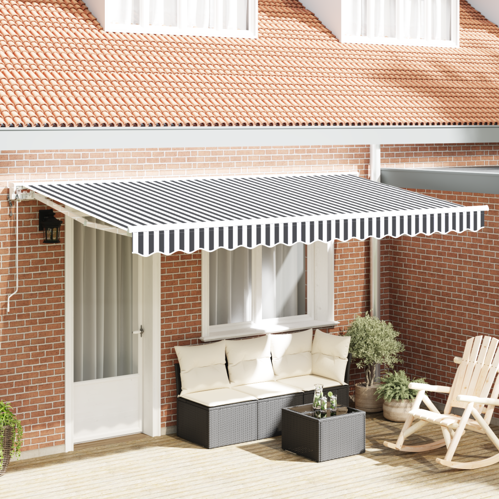 vidaXL Utfällbar markis Antracit och vitt 400x200 cm tyg
