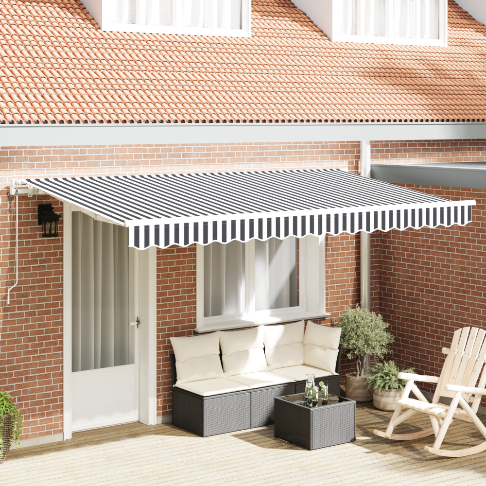 vidaXL Utfällbar markis Antracit och vitt 400 x 200 cm