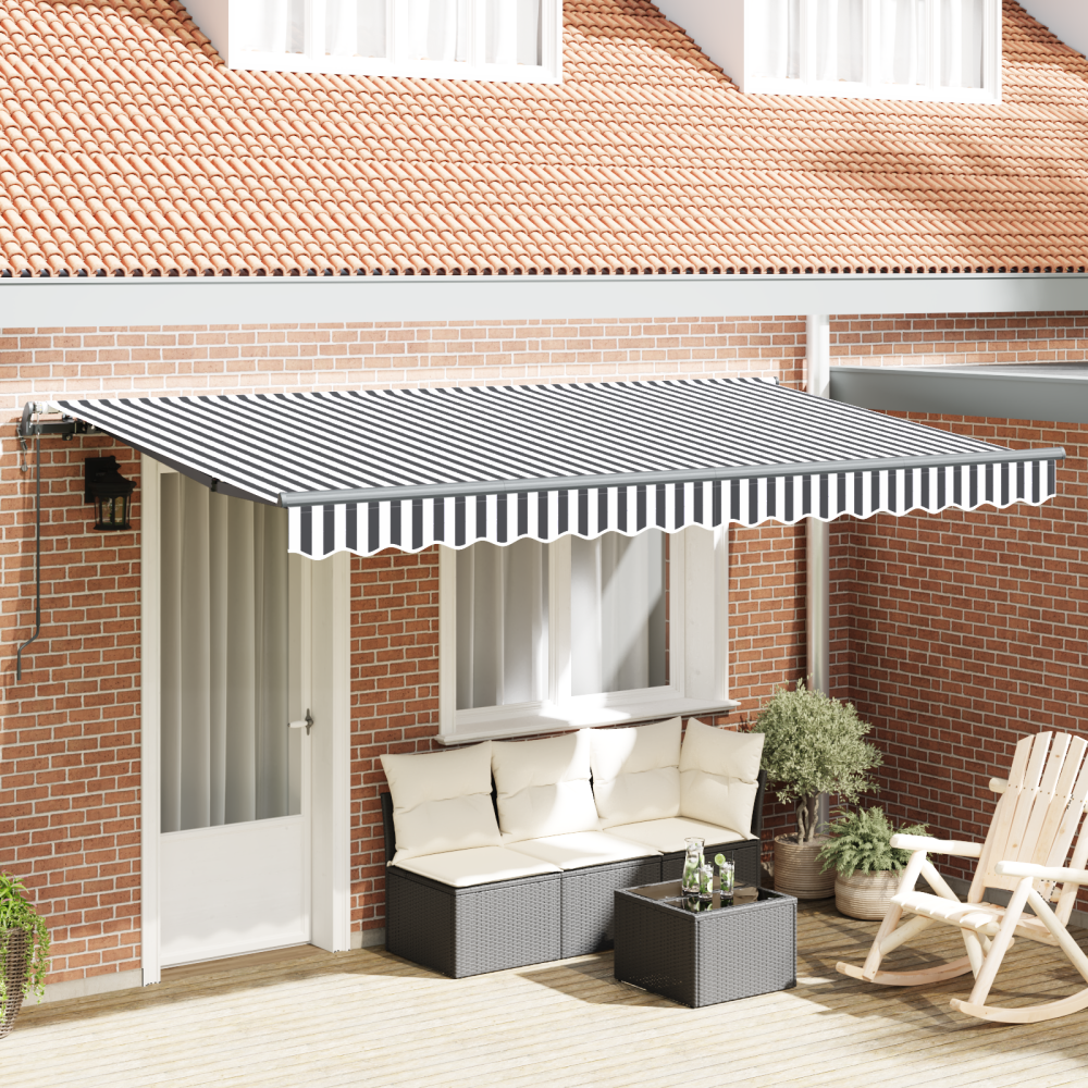 vidaXL Utfällbar markis Antracit och vitt 400 x 200 cm