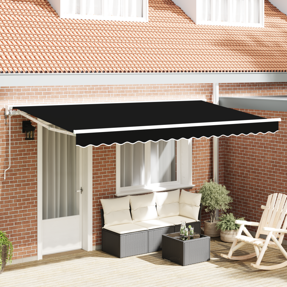 vidaXL Utfällbar markis Svart 400x200 cm tyg