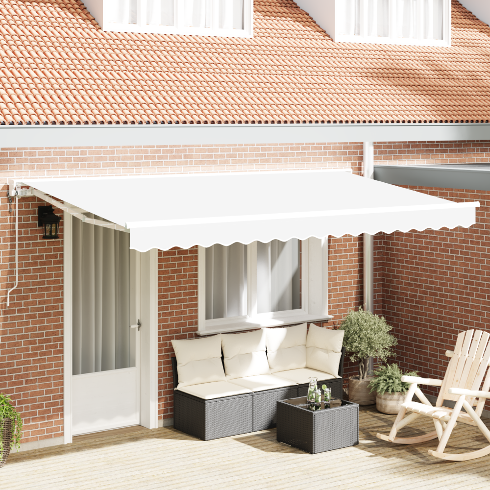 vidaXL Utfällbar markis Vit 400x200 cm tyg