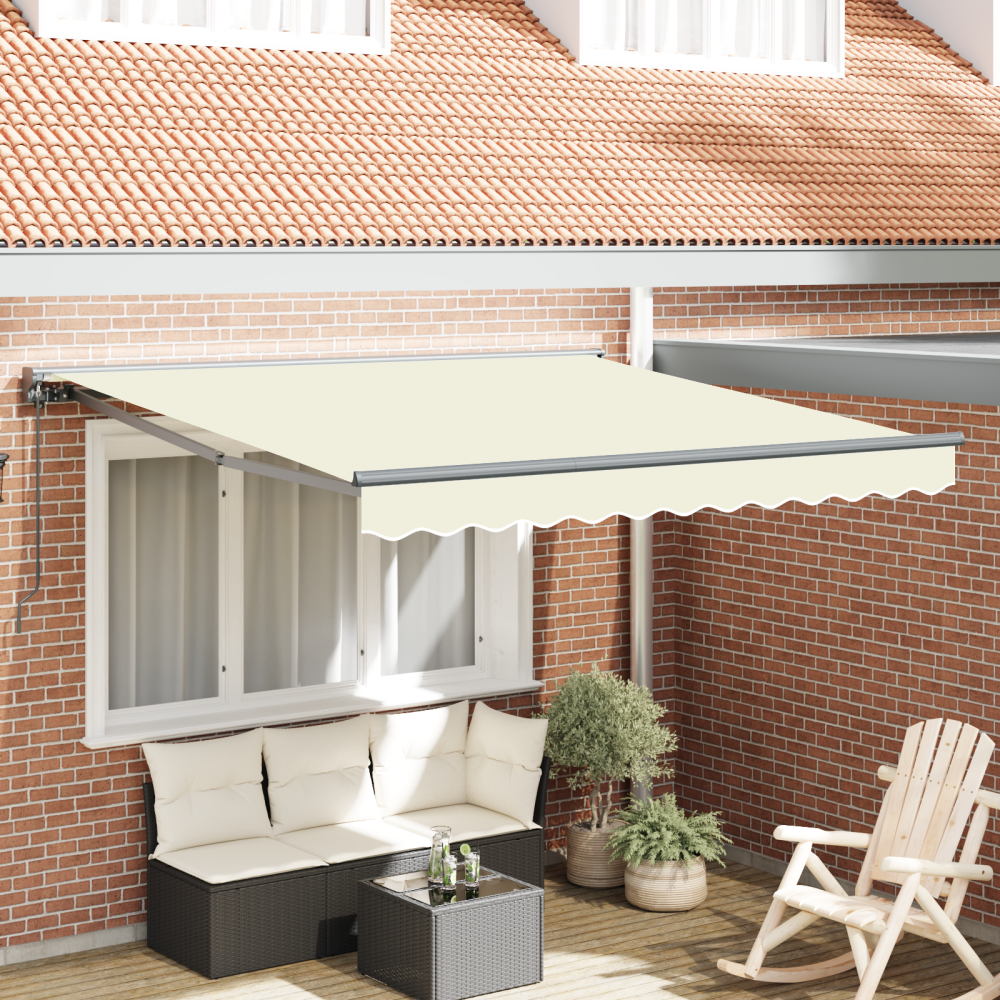 vidaXL Utfällbar markis Kräm 300x250 cm tyg