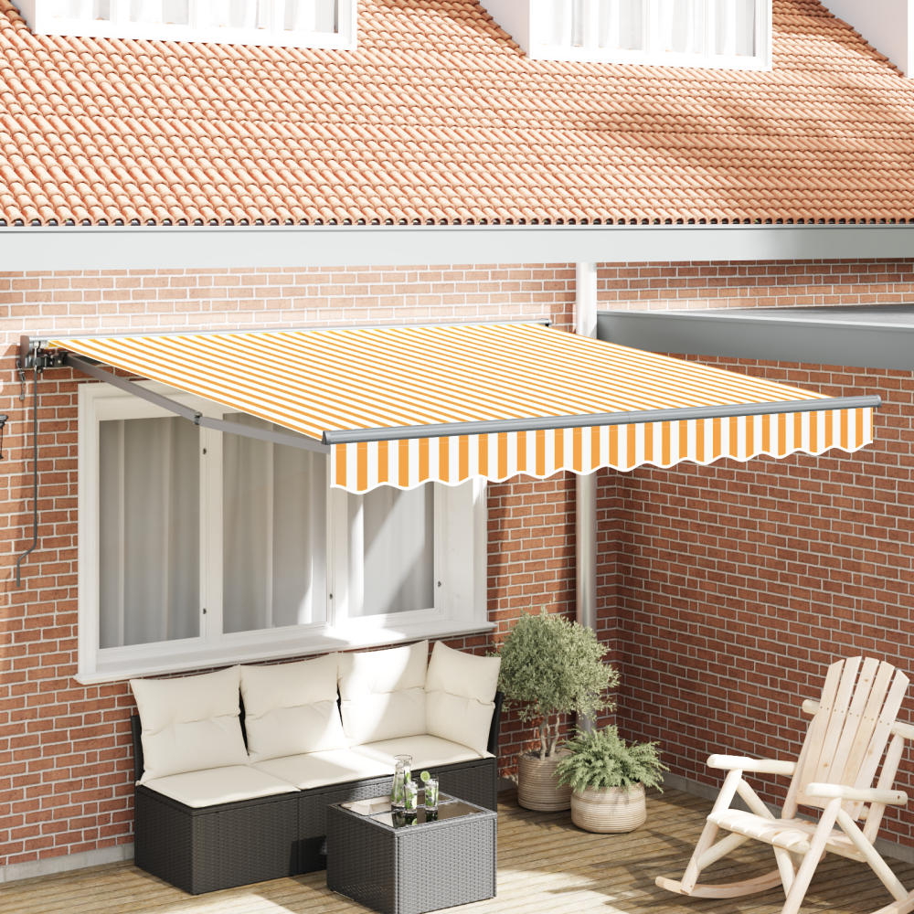 vidaXL Utfällbar markis Gul och Vit 300x250 cm tyg