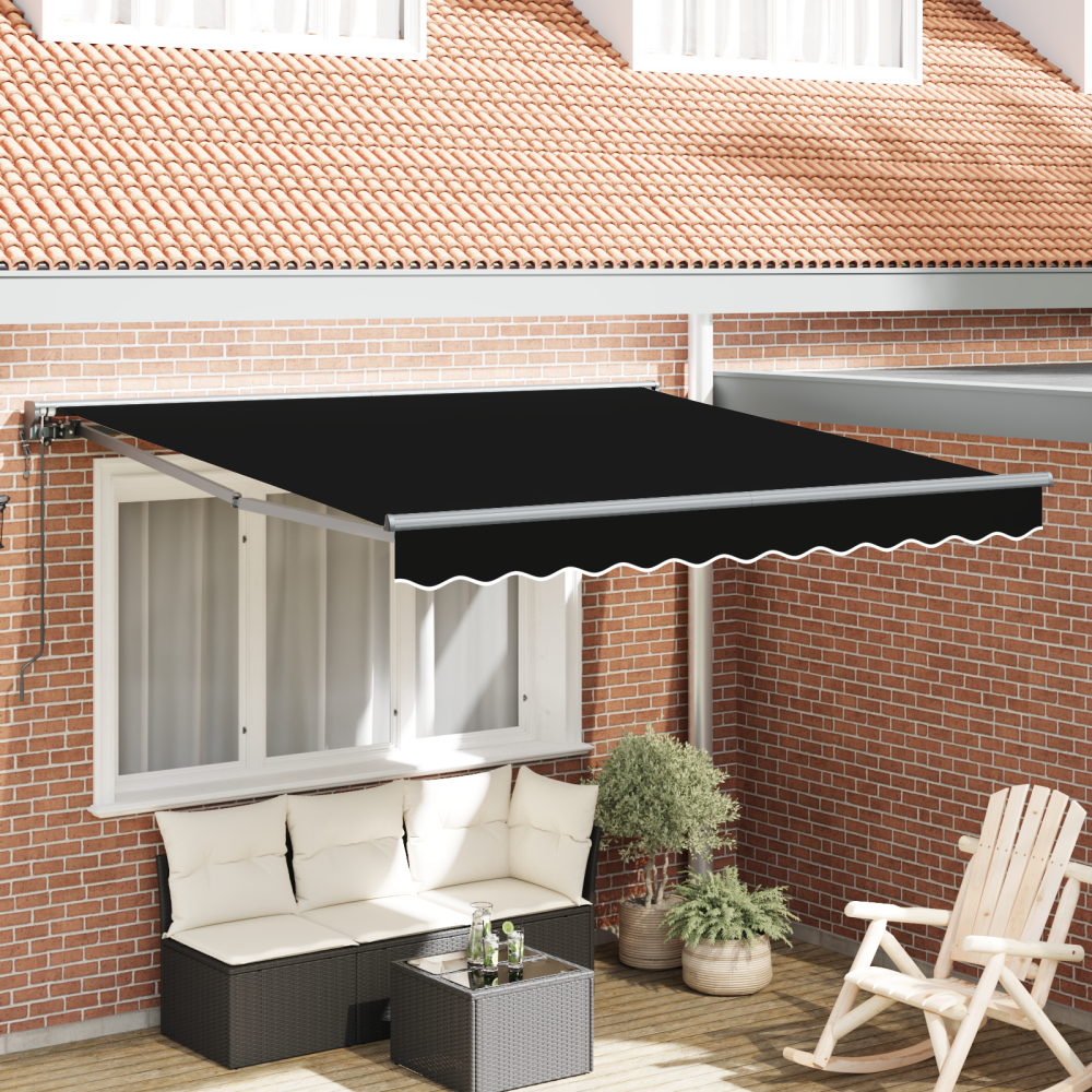 vidaXL Utfällbar markis Svart 300x250 cm tyg