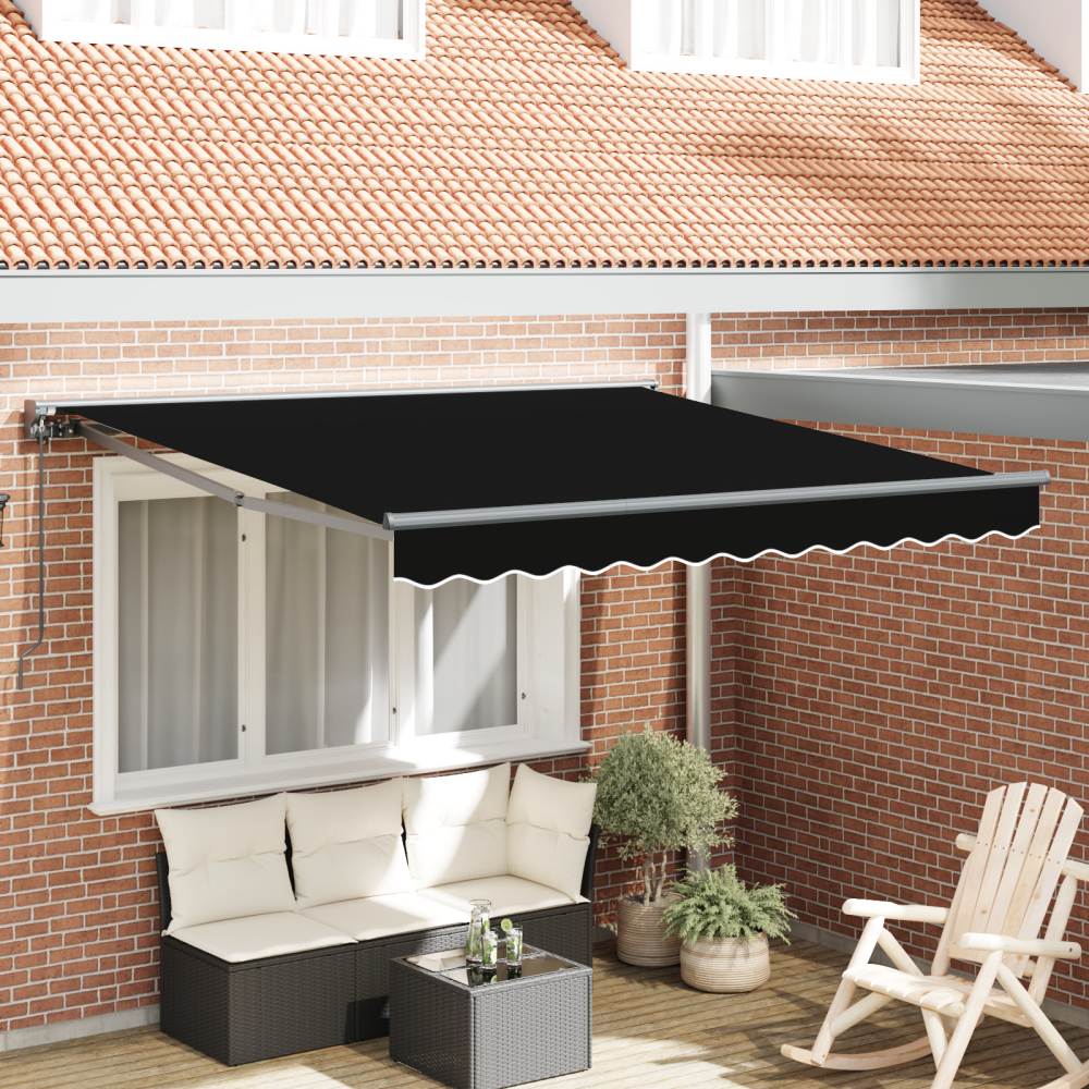 vidaXL Utfällbar markis Svart 350x250 cm tyg