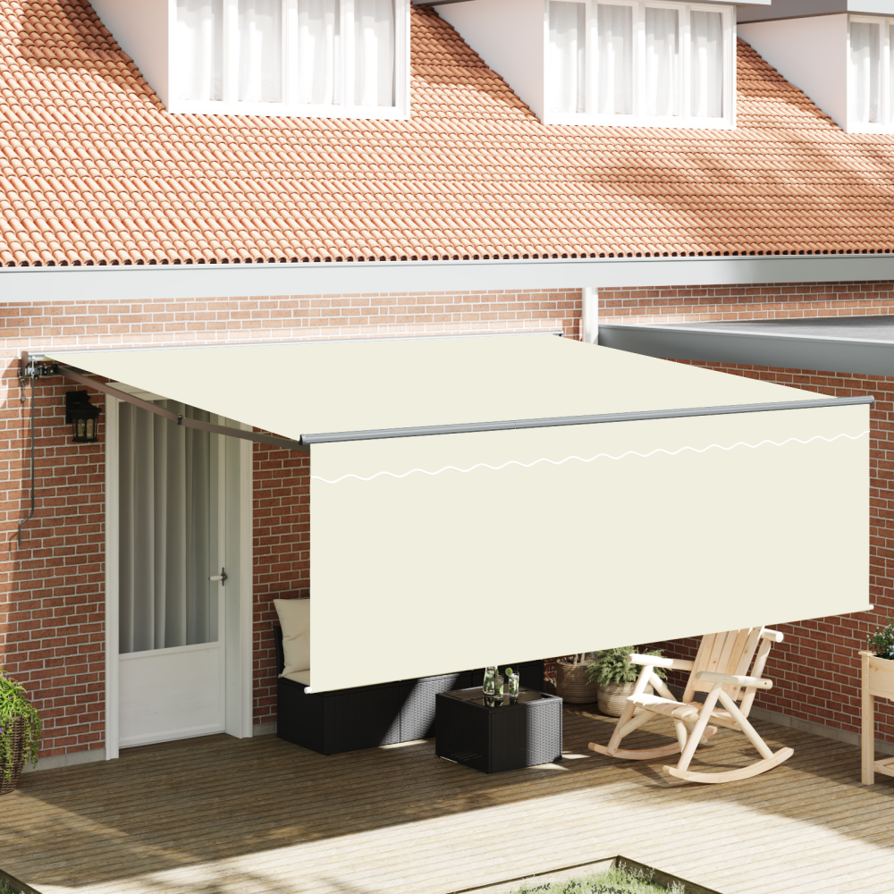 vidaXL Utfällbar markis Kräm 400 × 300 cm tyg